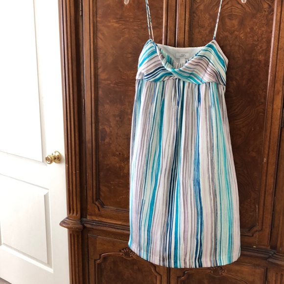 LOFT Dresses & Skirts - •Loft• Satin Watercolor Stripe Babydoll Dress